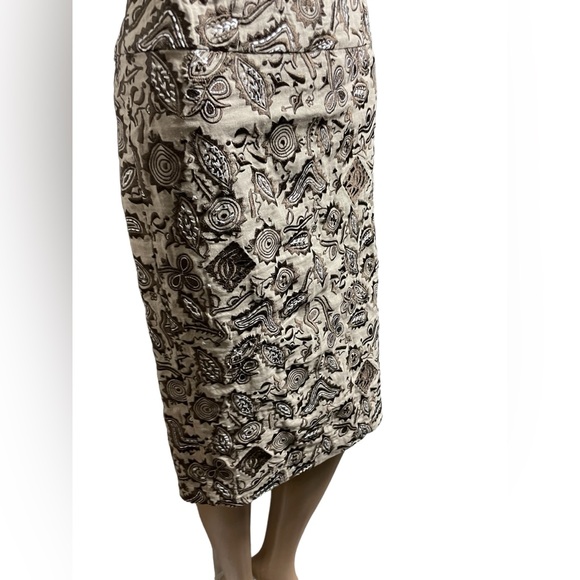 Dizzy Lizzy Heavily Embroidered linen cotton Skirt beige browns  size 4 - Picture 8 of 16